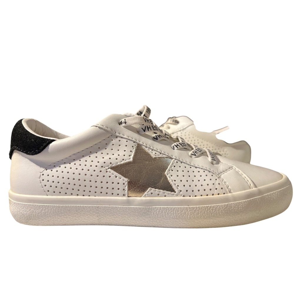 VH EST 1954 Womens White Leather Gold Star Perforated Sneakers‎ Size  6.5